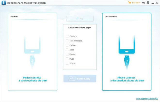 Phone to phone transfer tool interface