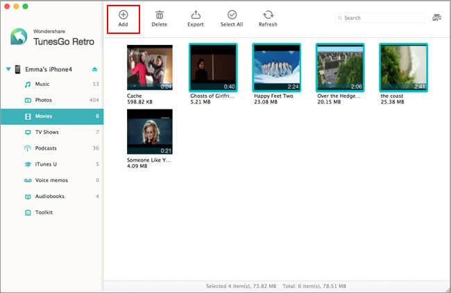 Add video to dr.fone iOS Transfer