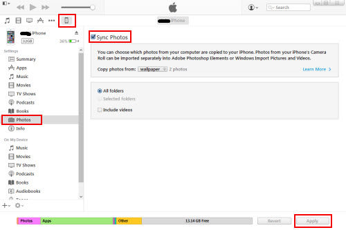 Transfer iPhone Photos with iTunes
